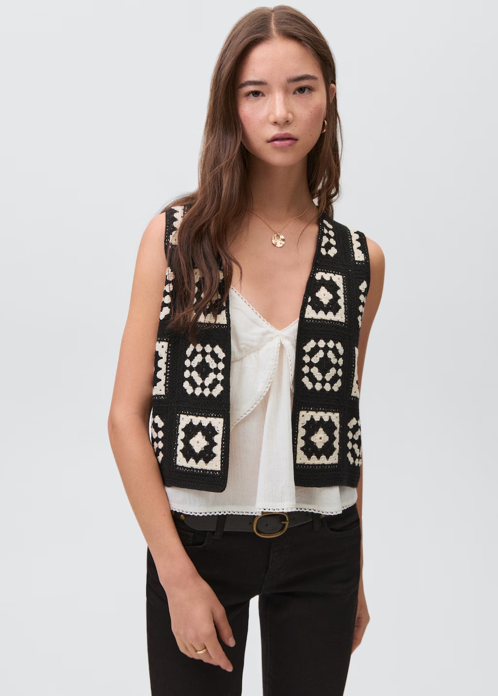 Crochet knitted waistcoat