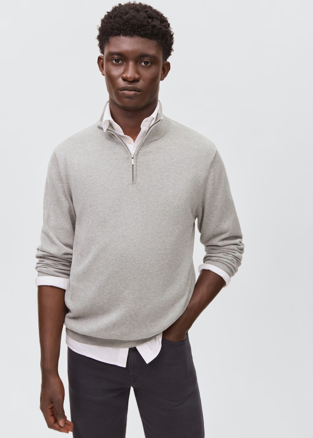 Perkins-neck sweater with zip