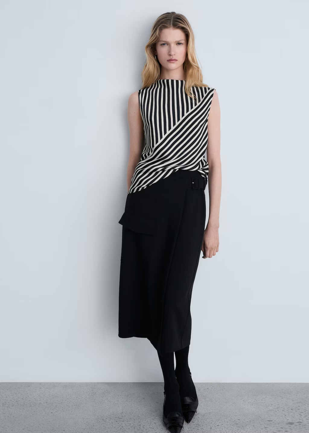 Striped perkins-neck blouse 3 Striped perkins-neck blouse
