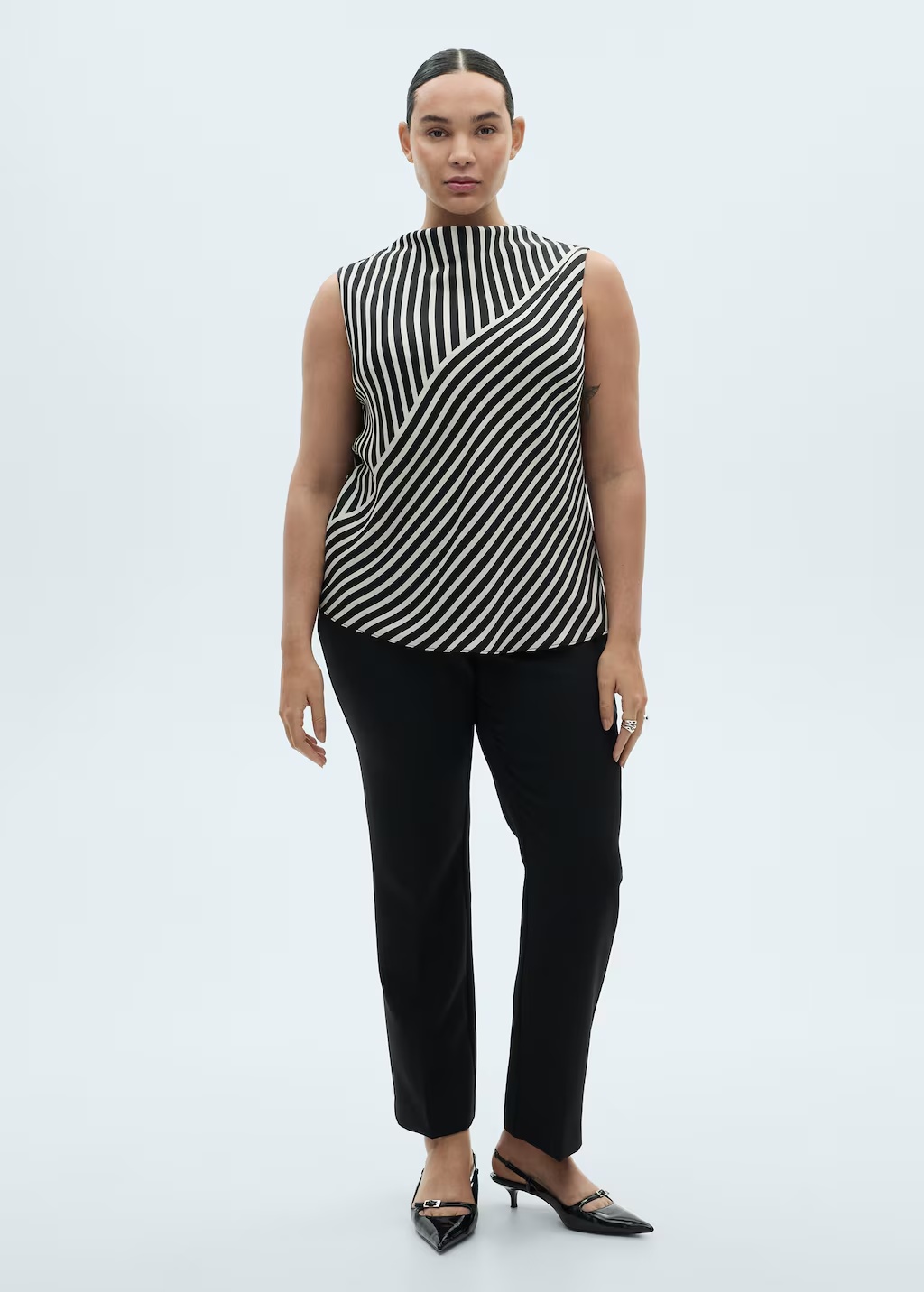 Striped perkins-neck blouse 6 Striped perkins-neck blouse
