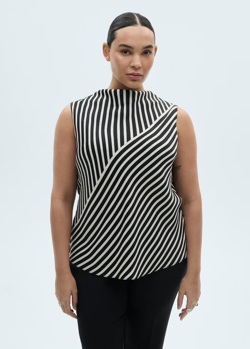 Striped perkins-neck blouse 8 Striped perkins-neck blouse