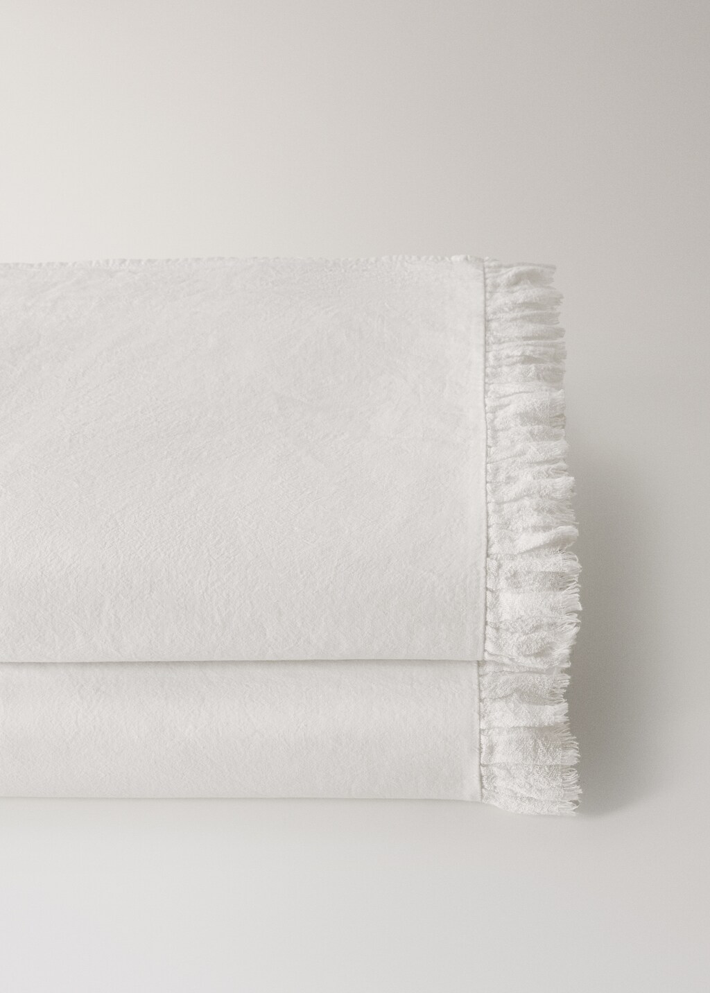 Percale cotton top sheet with gauze ruffle for 150 cm bed