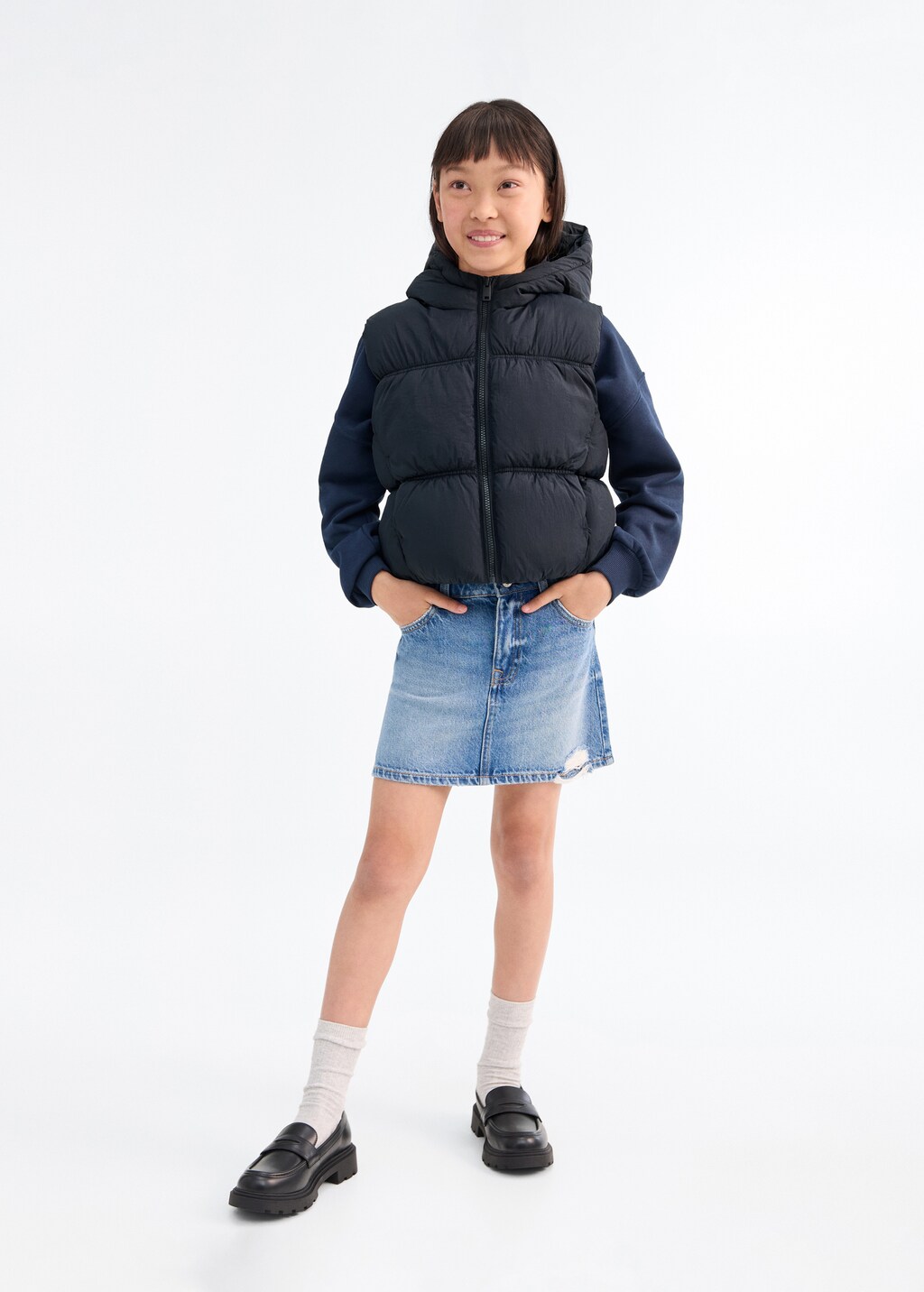 Quilted gilet with hood