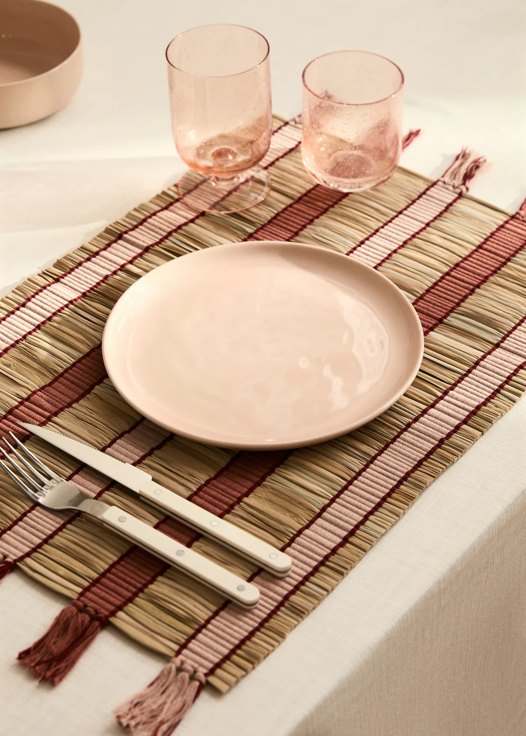 Striped raffia placemats