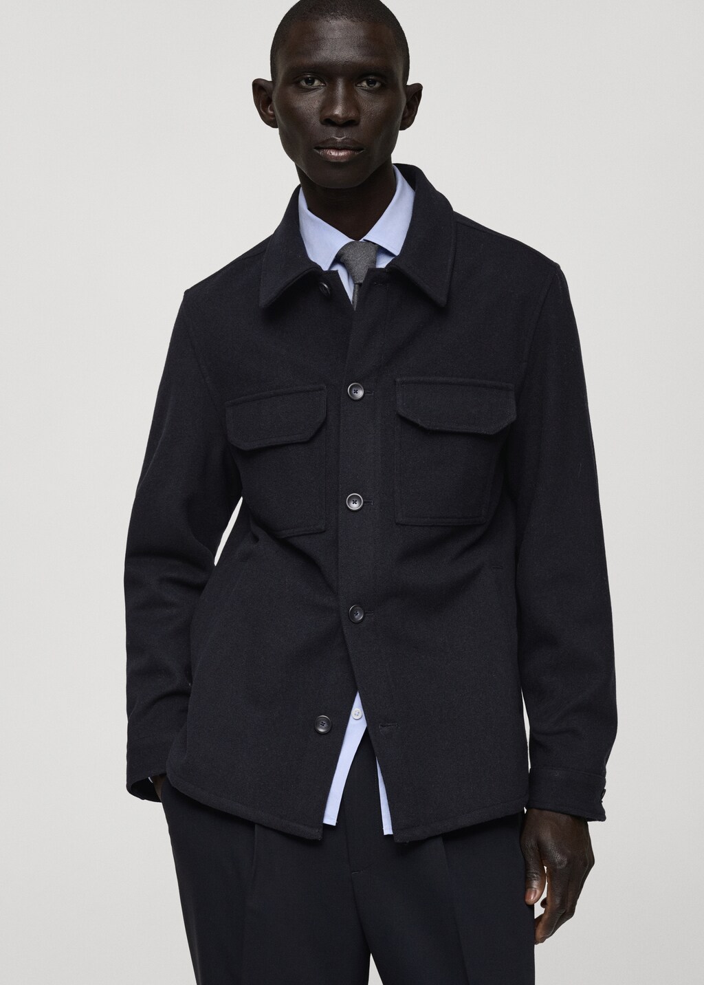 Flannel wool-blend overshirt