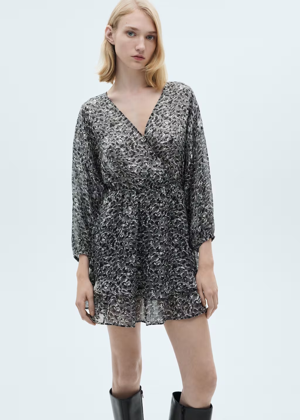 Animal-print ruffled dress