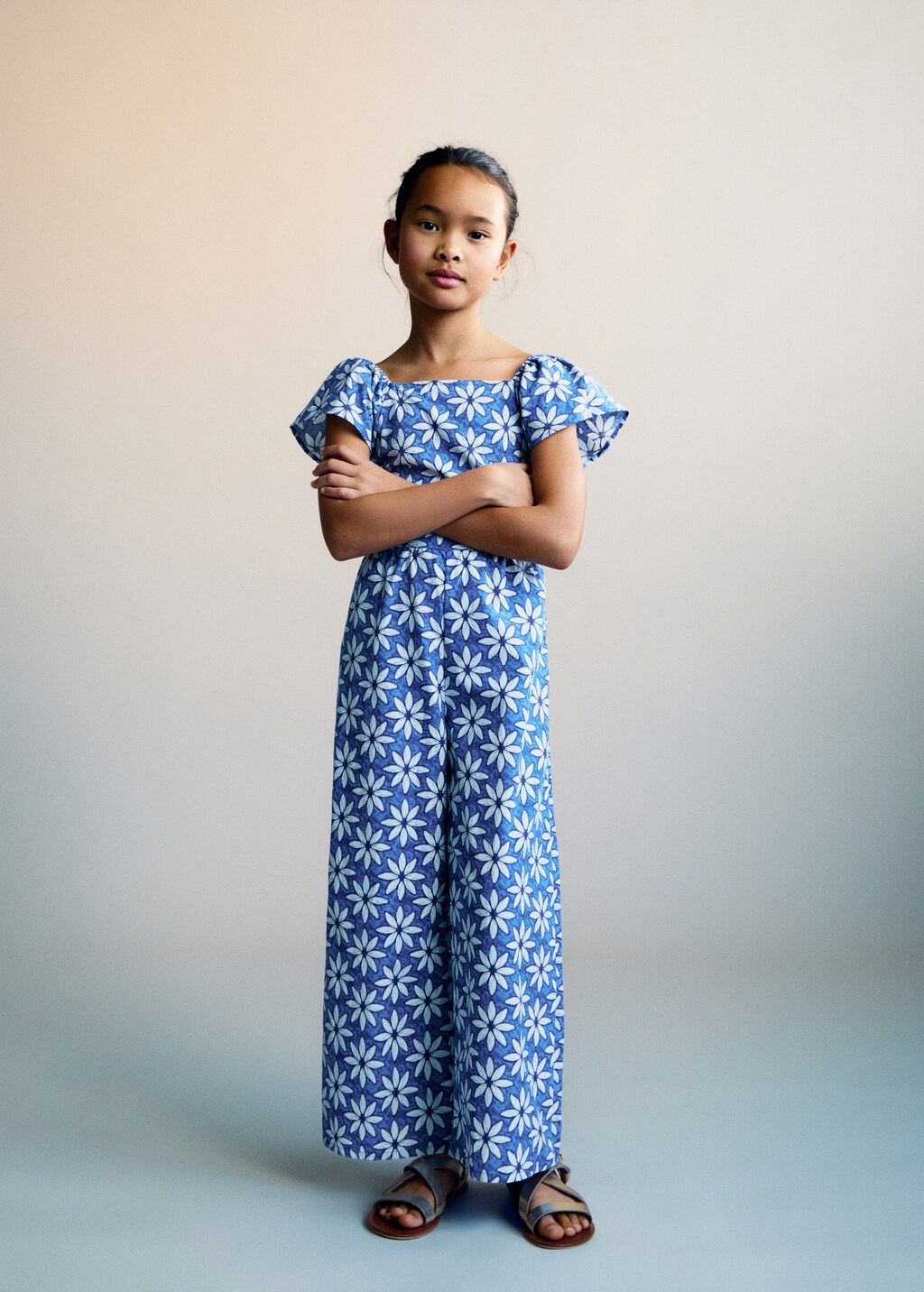 Floral jumpsuit with back opening