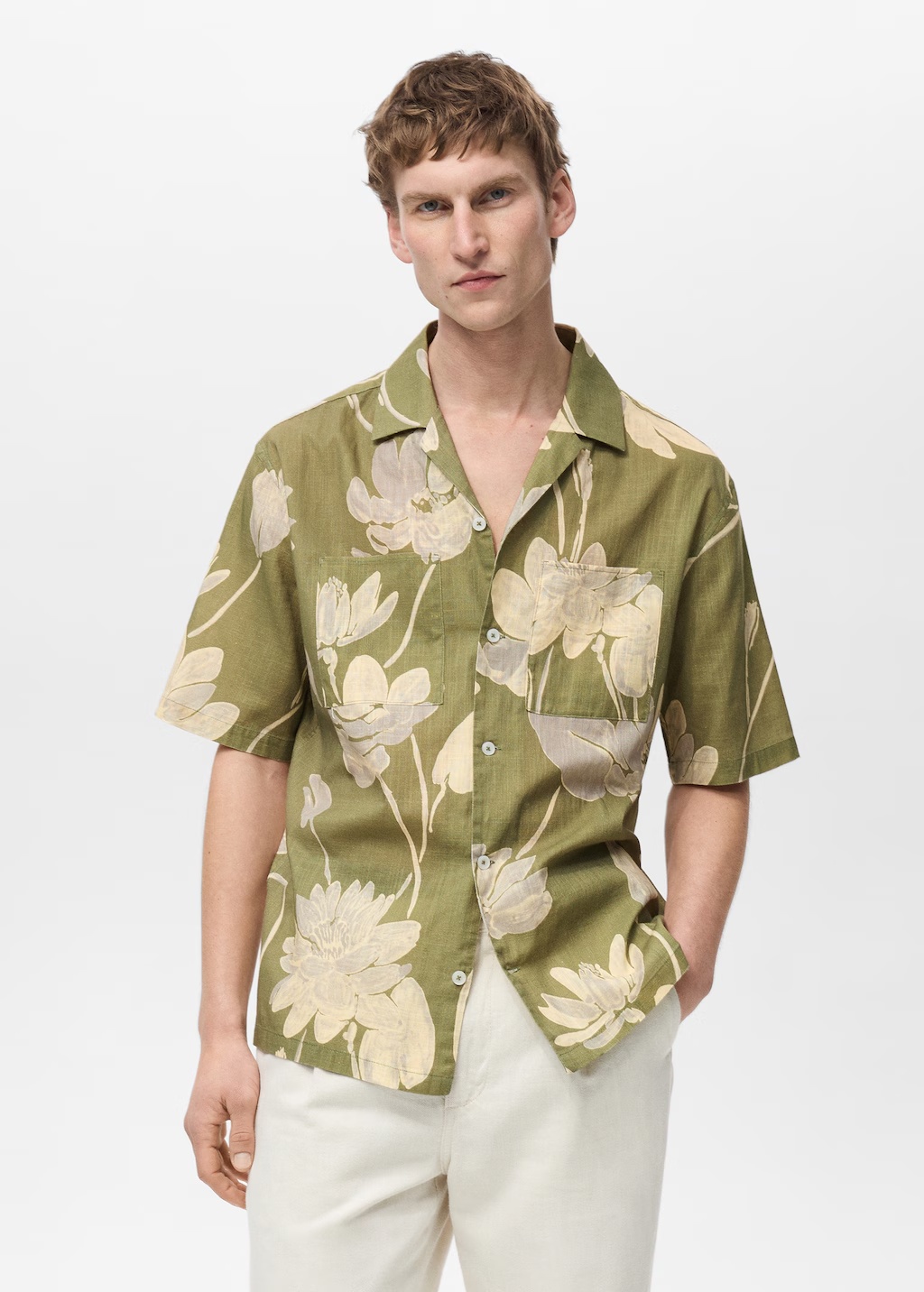 Floral-print cotton shirt