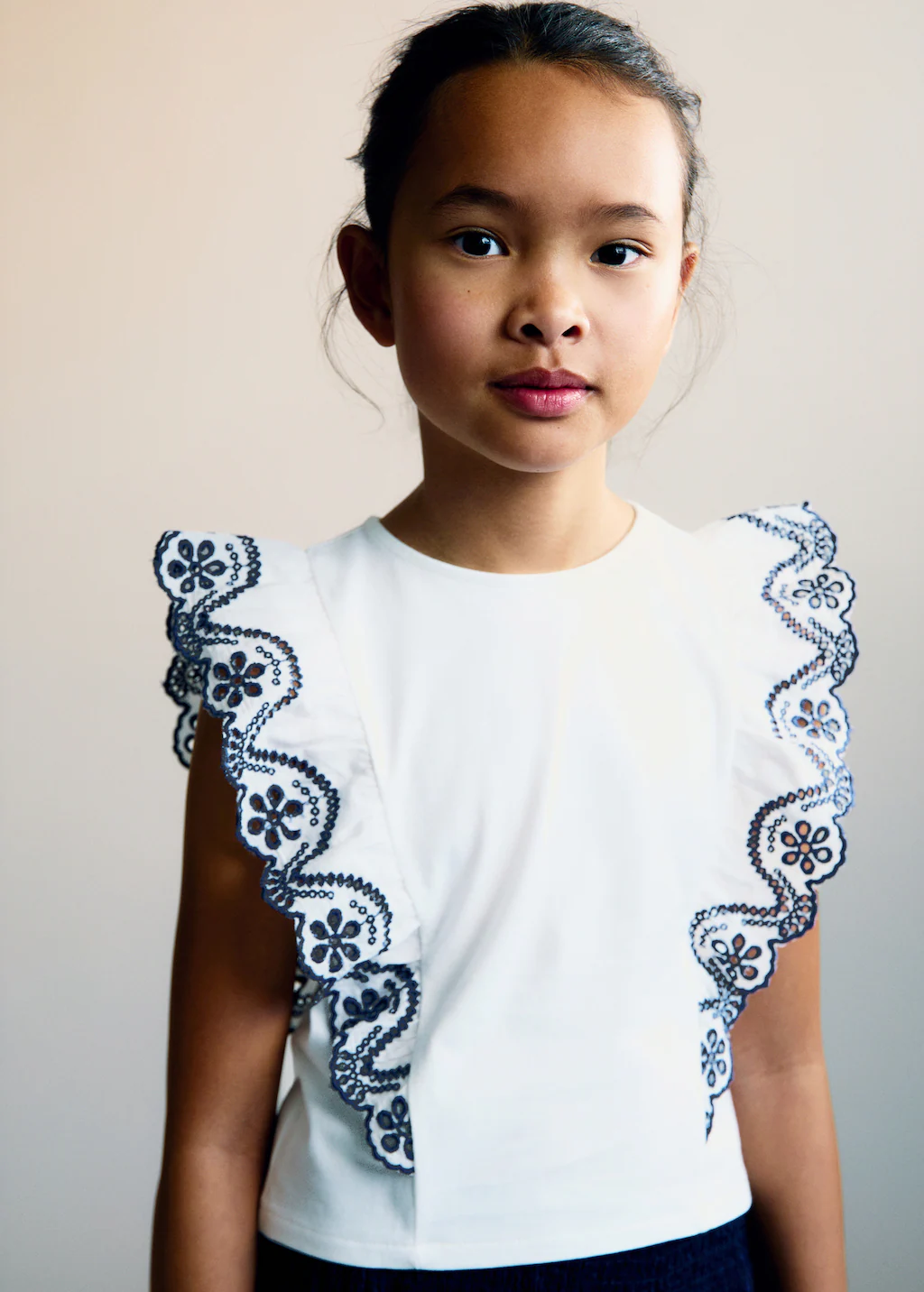 Frills embroidered t-shirt