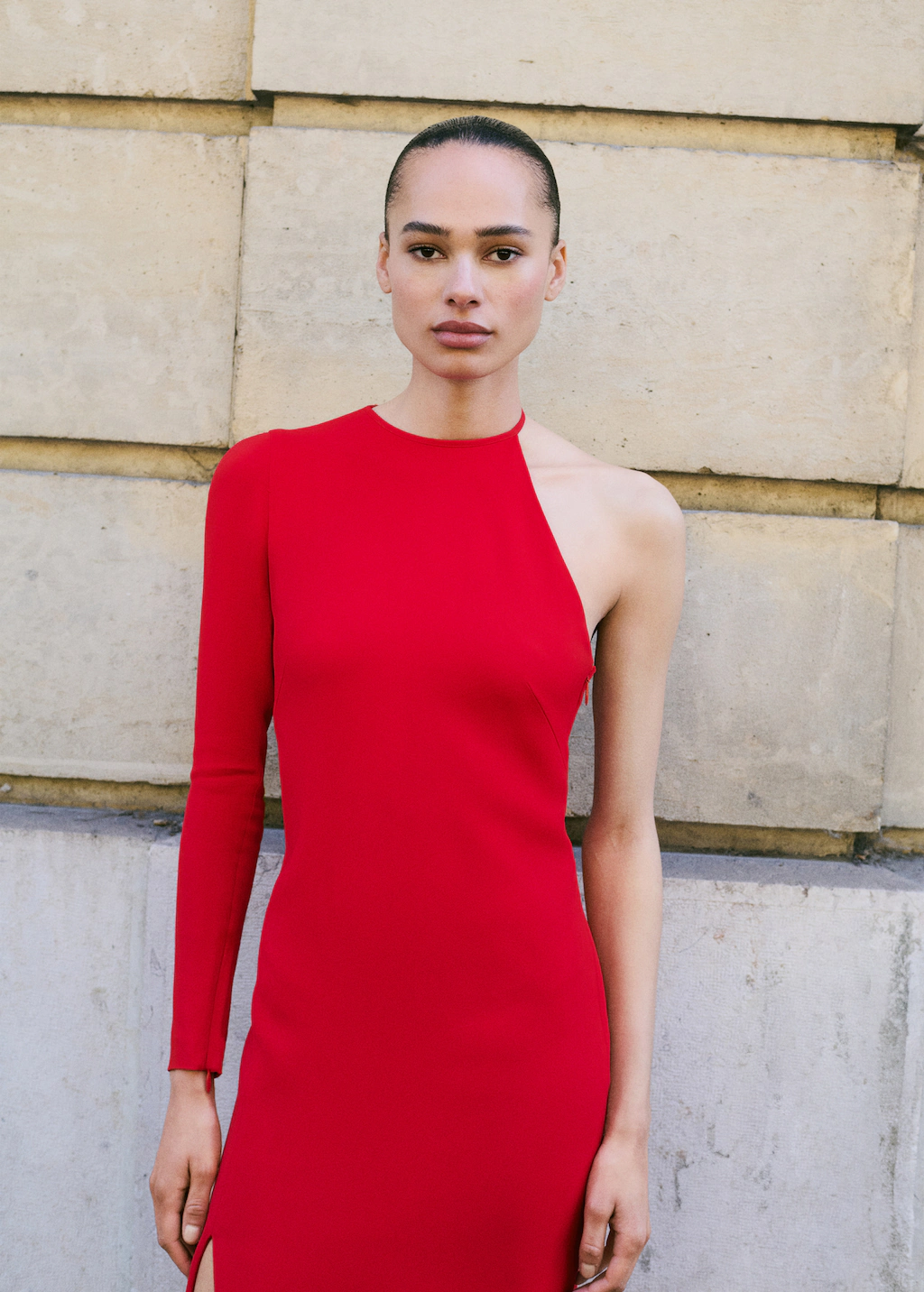 Asymmetrical open-back dress