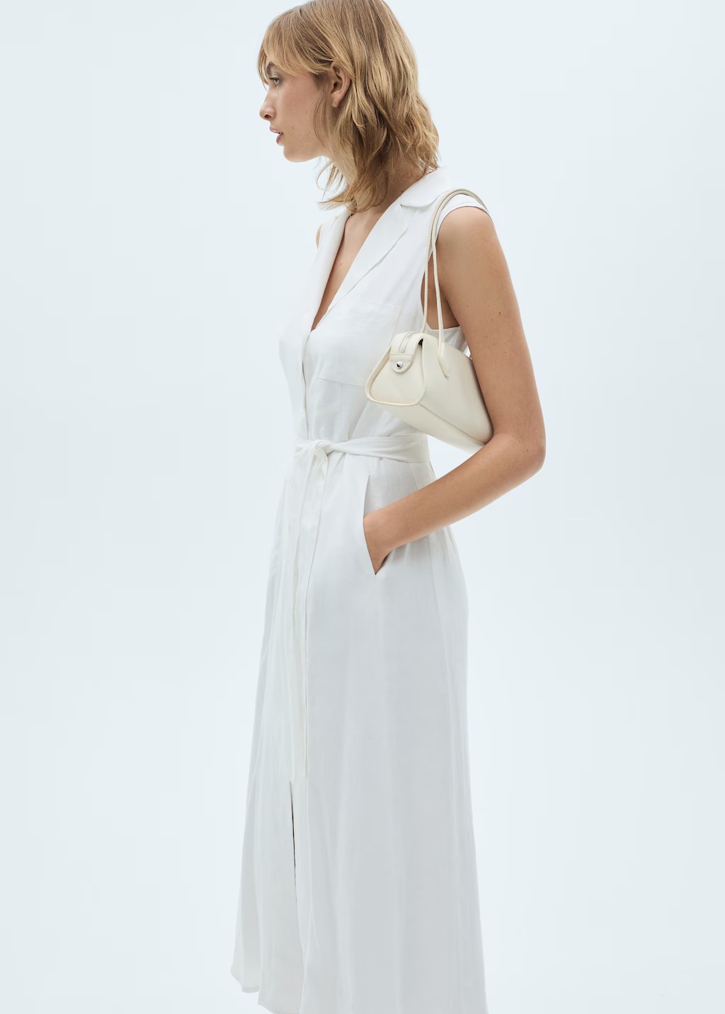 Linen-blend shirt dress