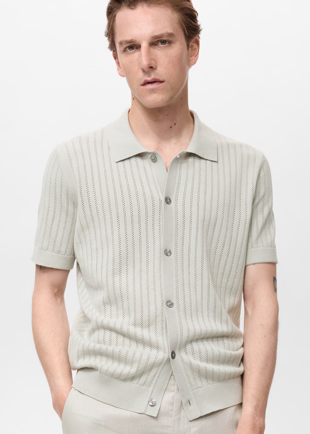 Cotton blouse with openwork detail