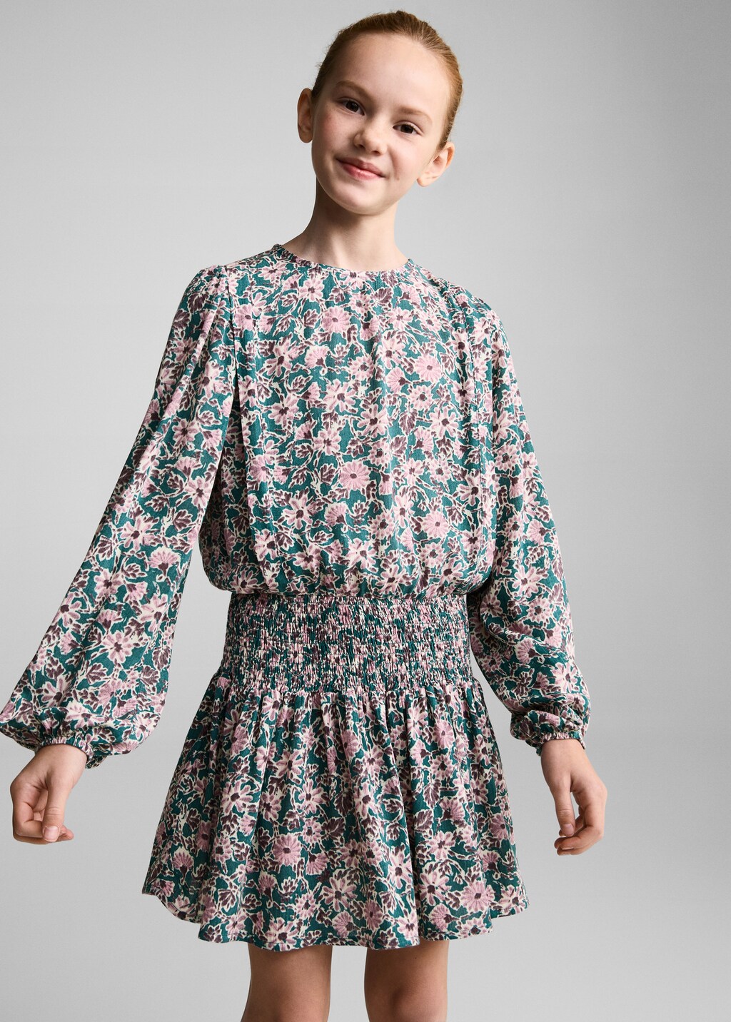 Ruched detail flower dress