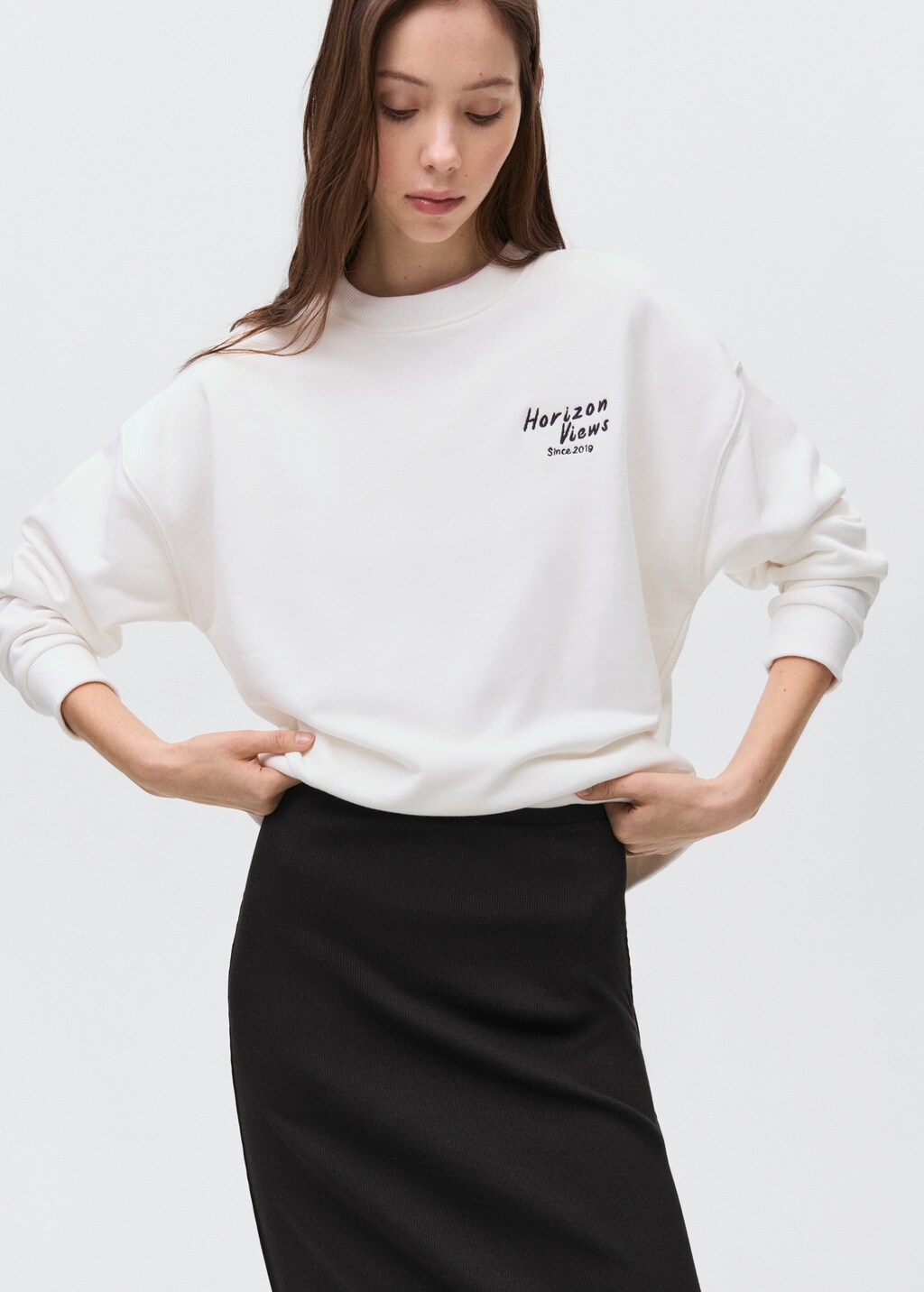 Long skirt with side slit