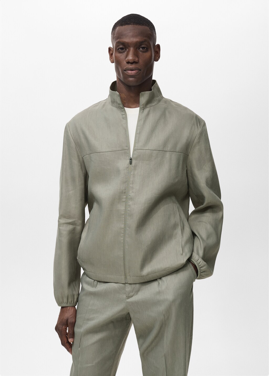 Zipper linen jacket