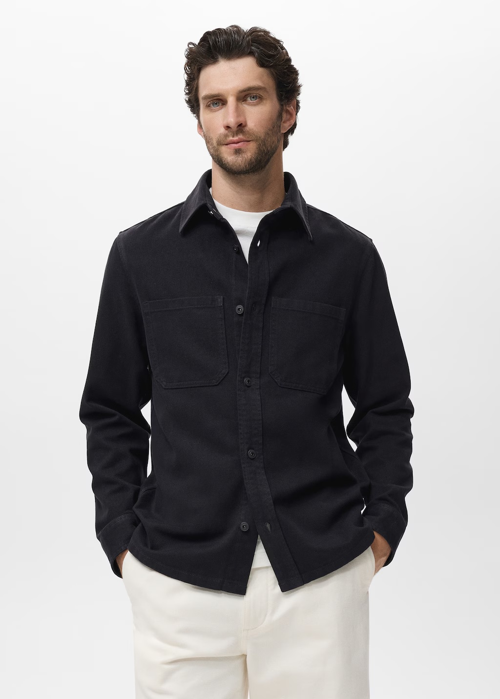 Denim overshirt pockets