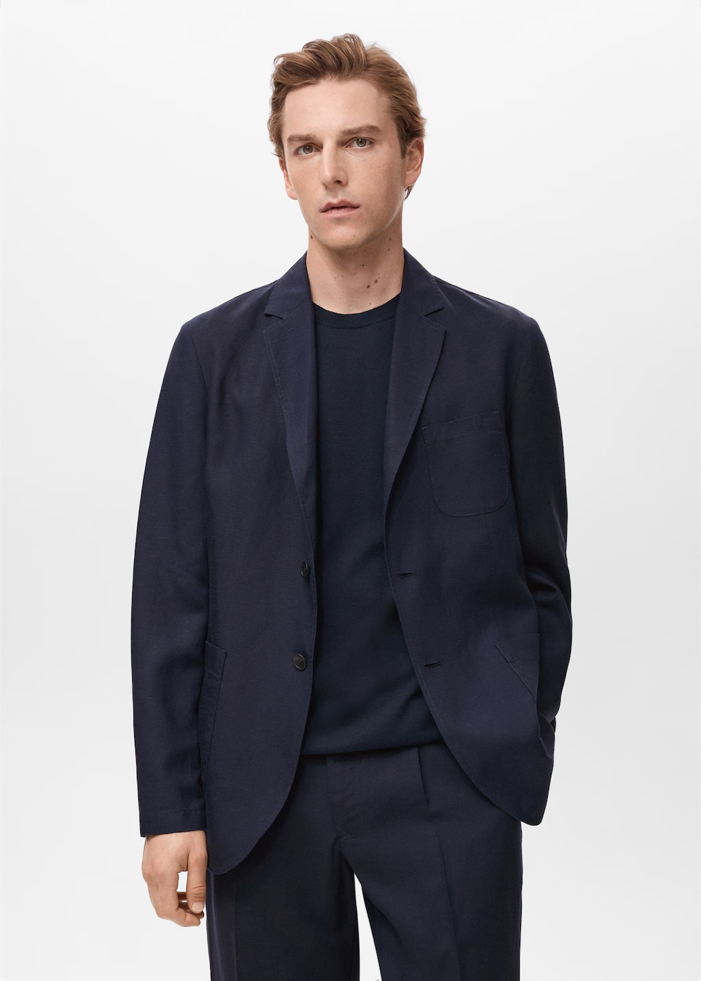 Slim fit linen suit blazer