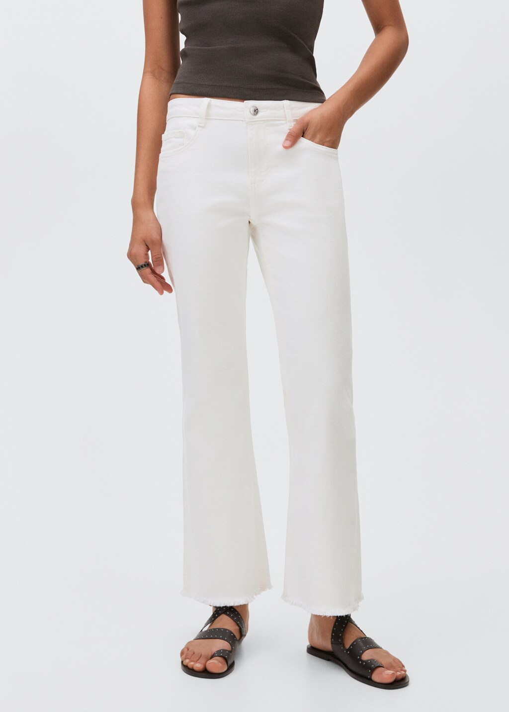 Frayed low-rise skinny jeans