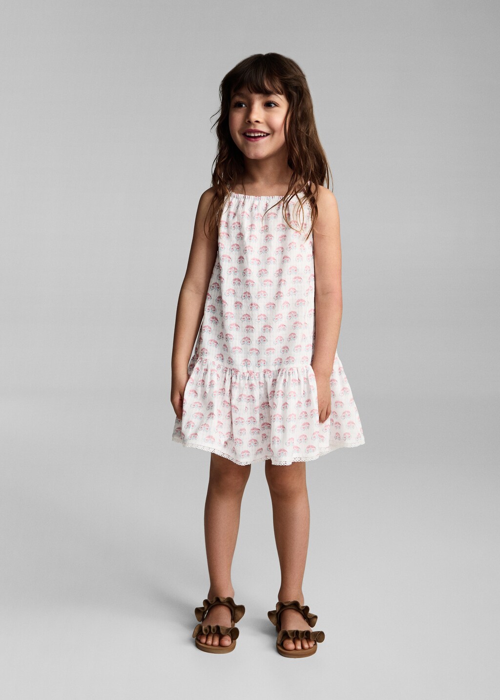 Floral embroidered dress with straps