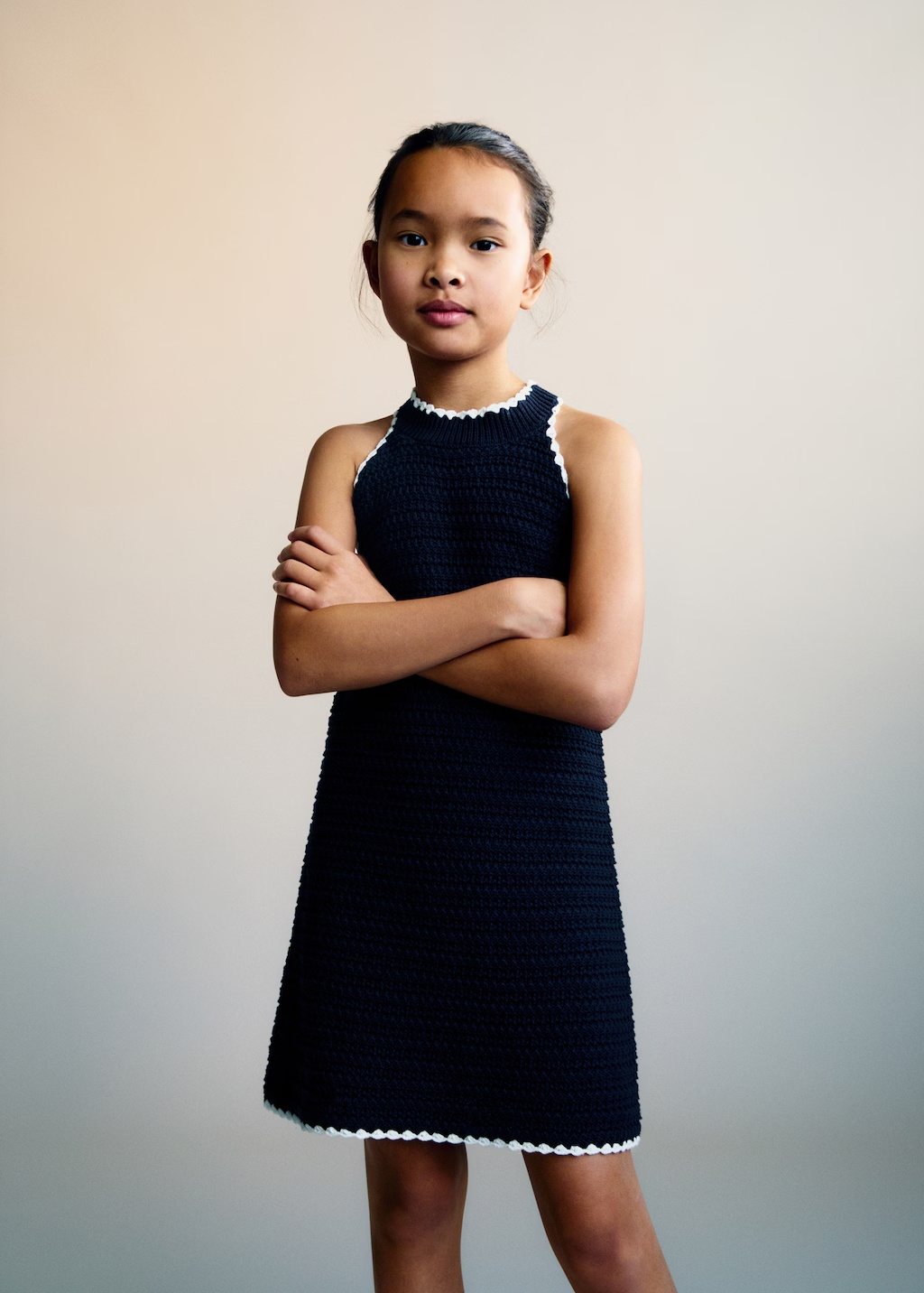 Contrast ribbed knit dress