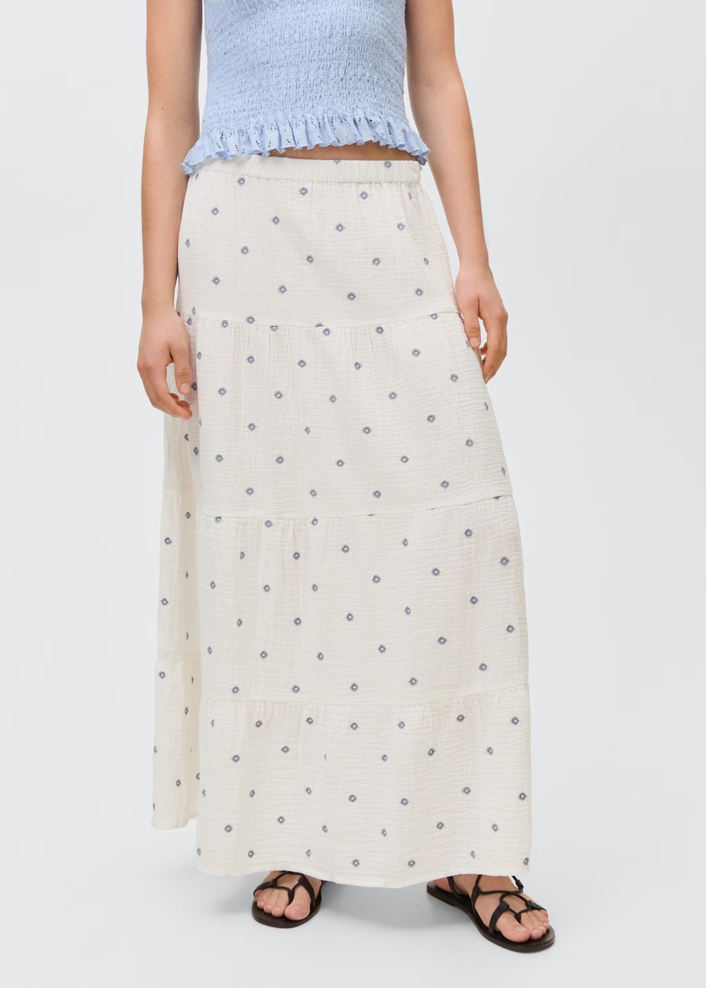 Embroidered flared skirt