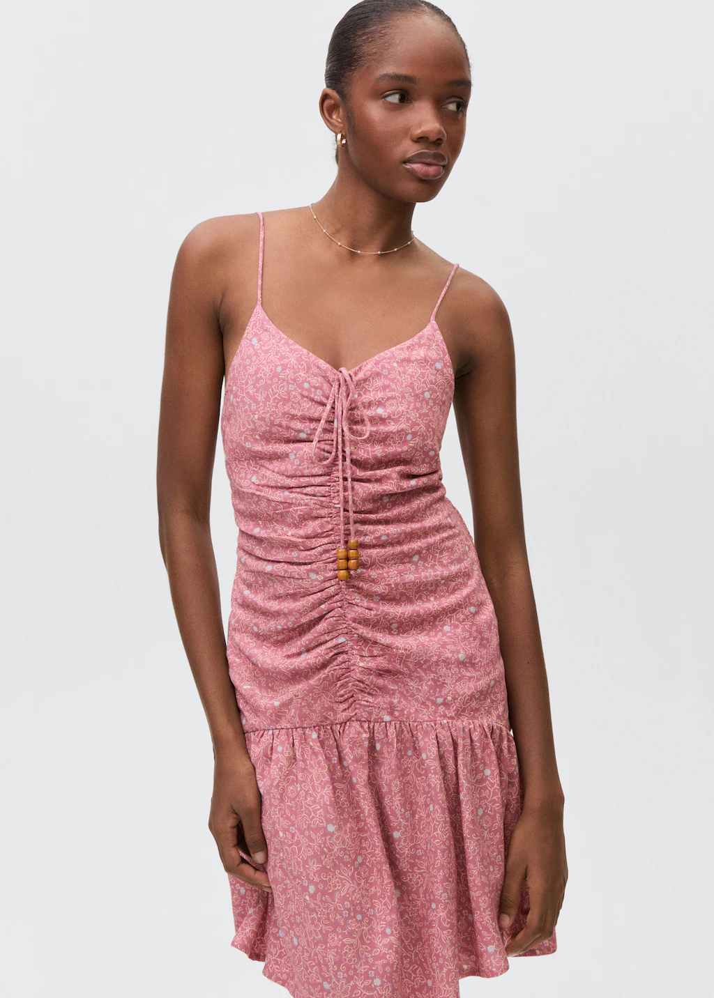 Printed ruched dress