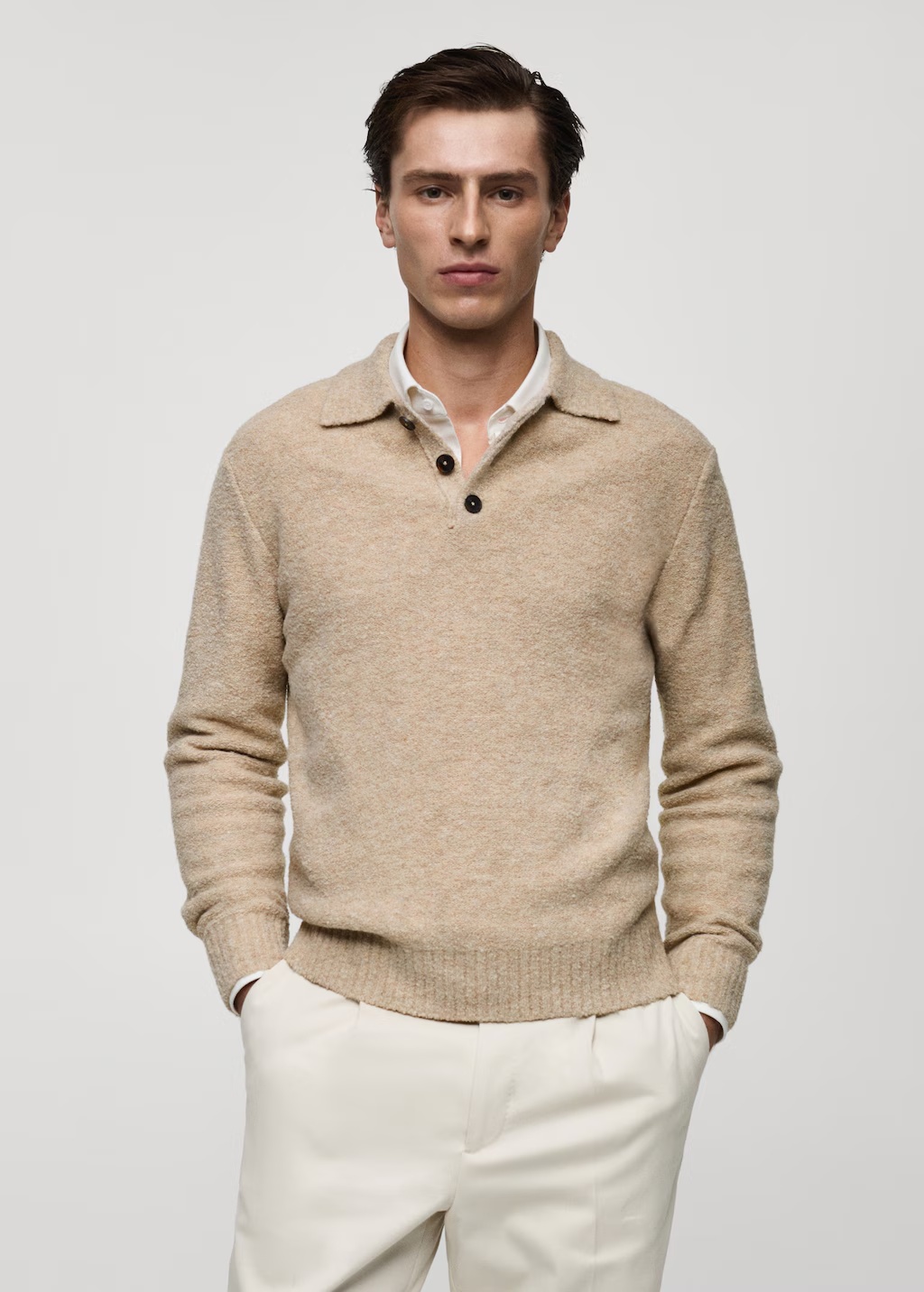 Mini boucle knit polo shirt