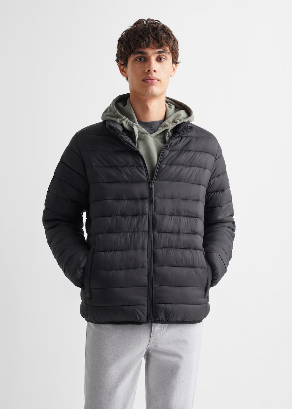 Side-zip quilted coat