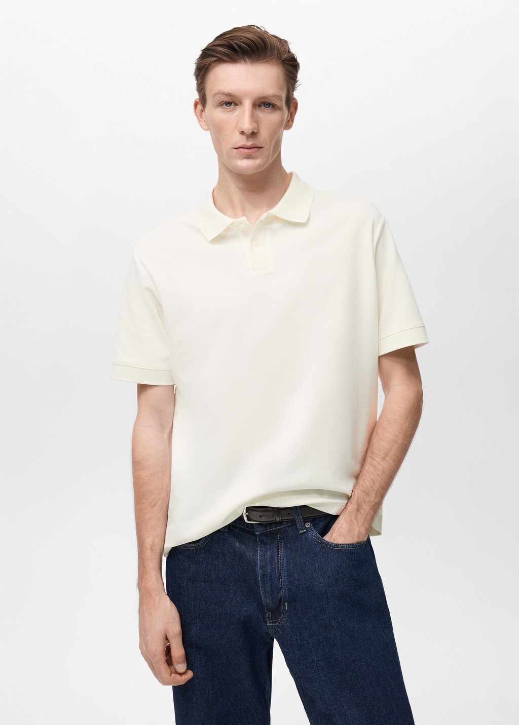 Structured knitted polo shirt