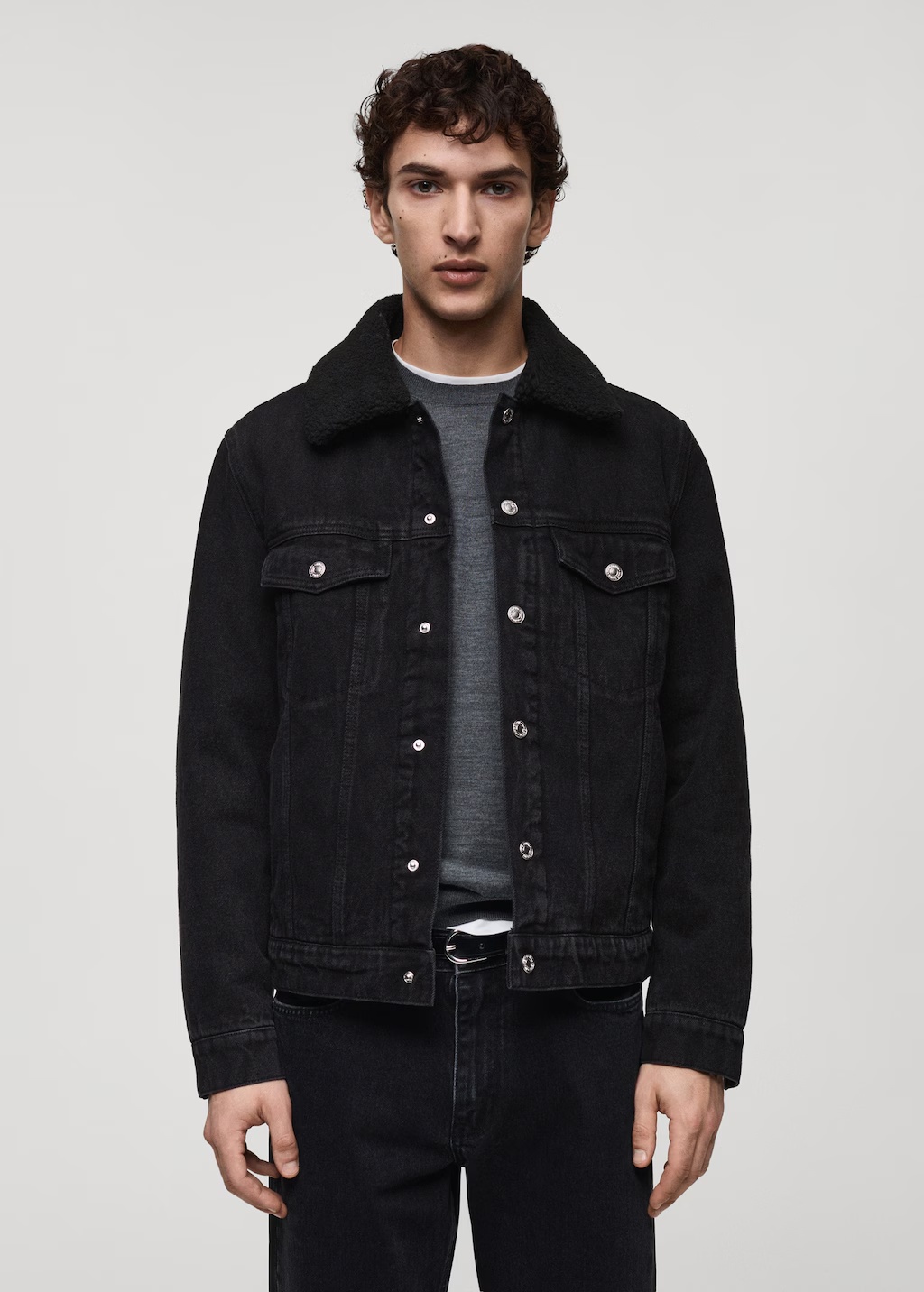 Denim jacket with fleece lining
