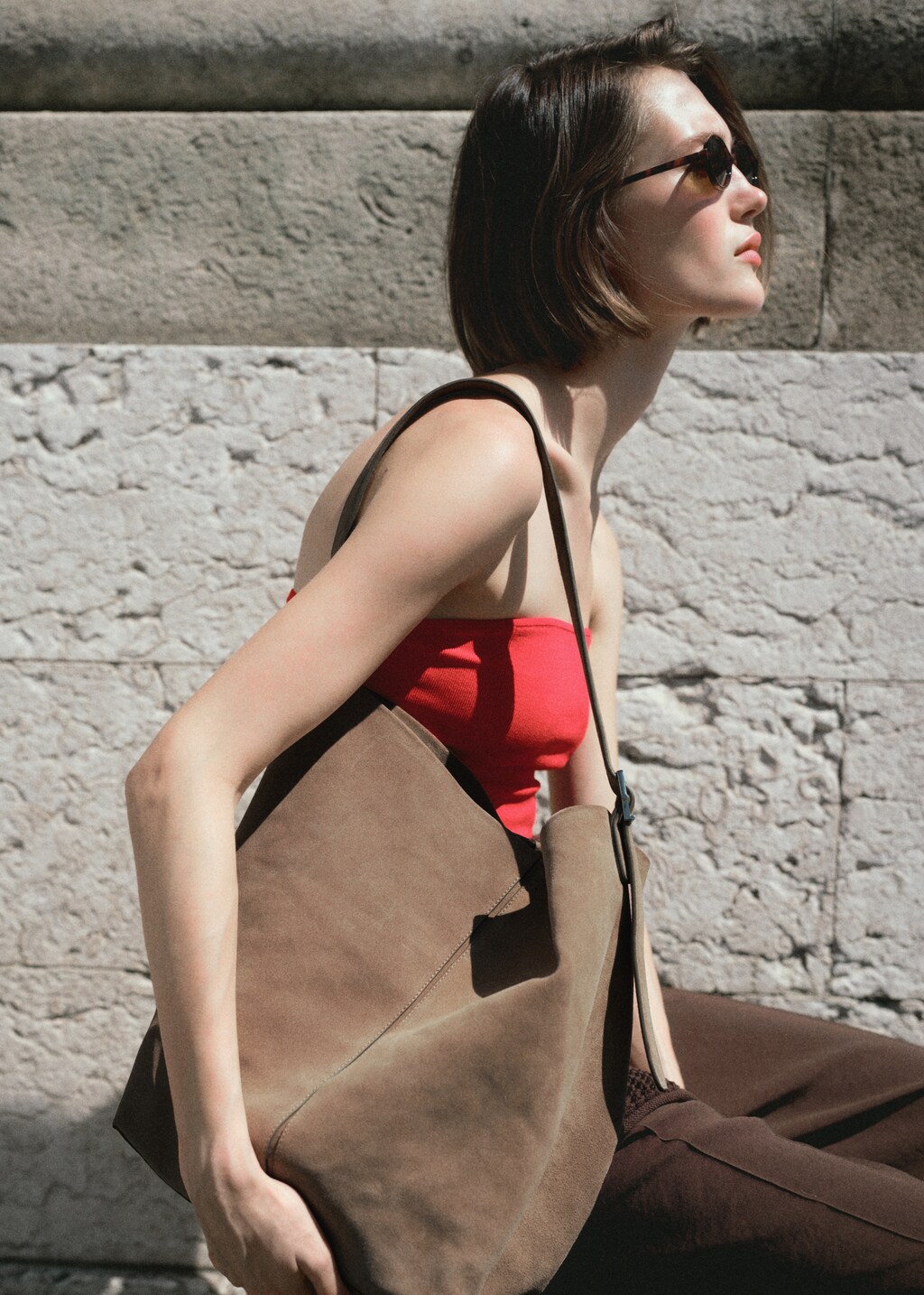 Leather bucket bag