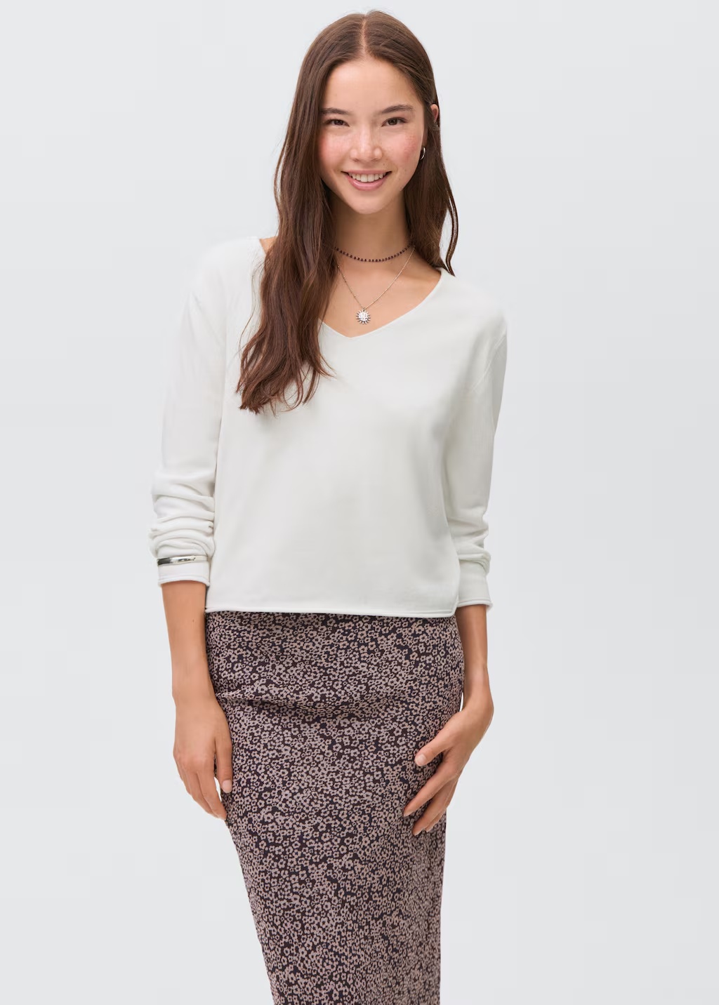 V-neck knit sweater