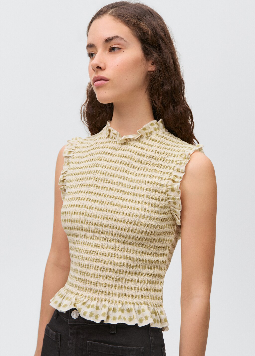 Ruffle printed top