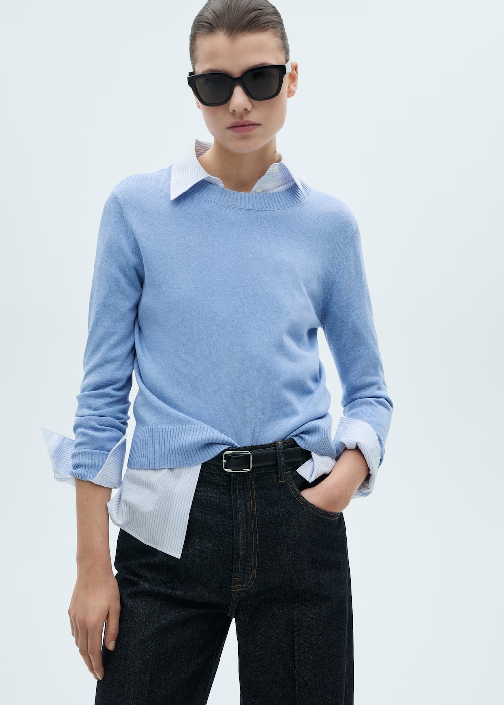 Linen-blend knitted sweater