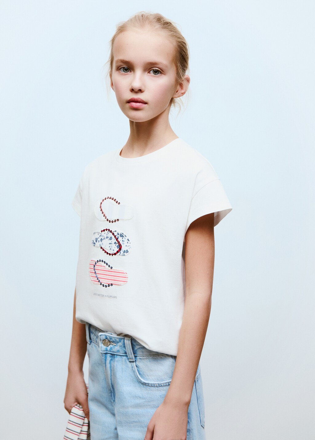Embroidered printed T-shirt
