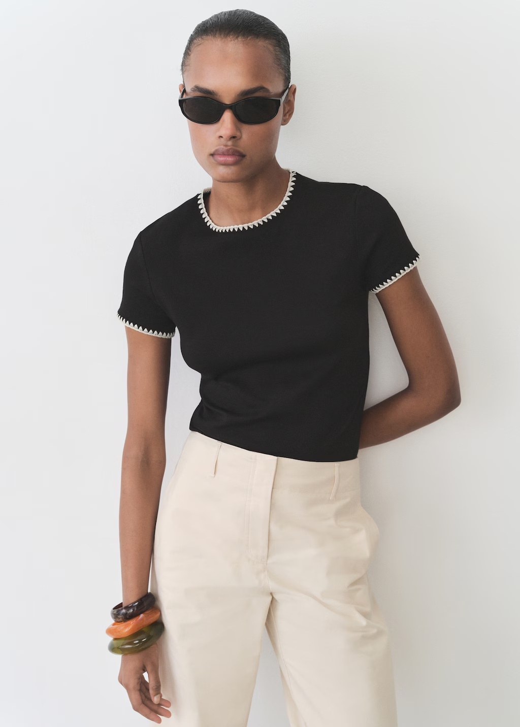 Cotton t-shirt with contrasting trim