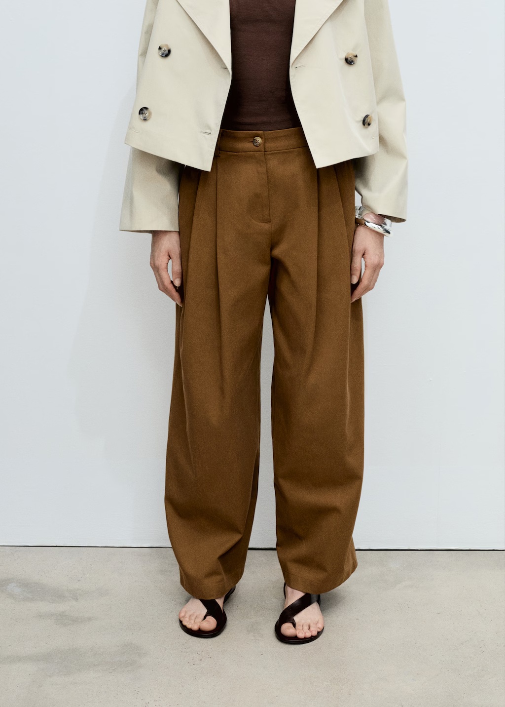 Wide leg pants in cotton and lyocell blend