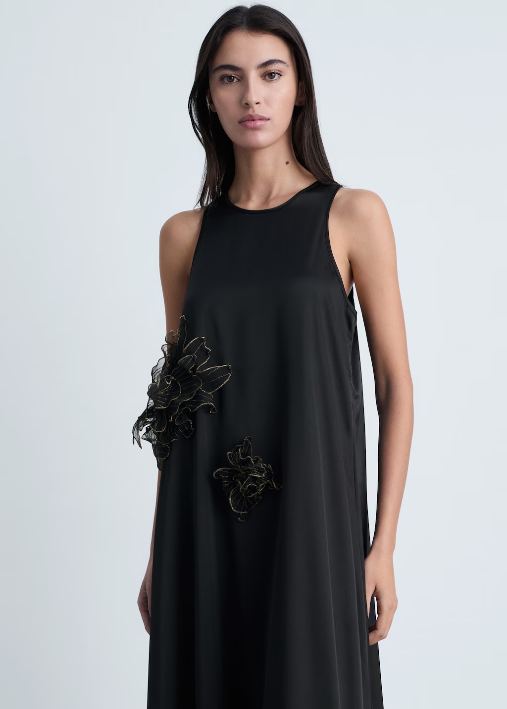 Satin maxi-flower dress