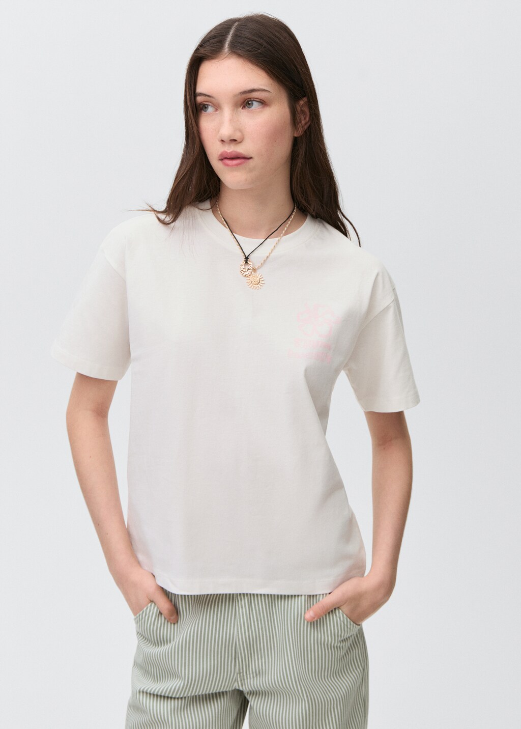 Printed cotton-blend t-shirt