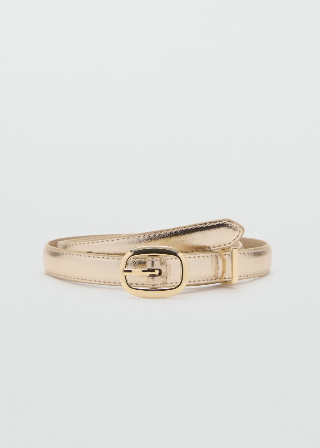 Metallic belt with oval buckle