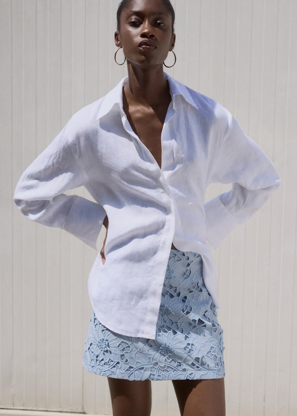 Embroidered cotton skirt