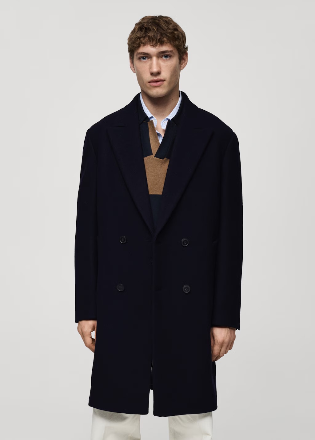 Relaxed-fit long wool coat