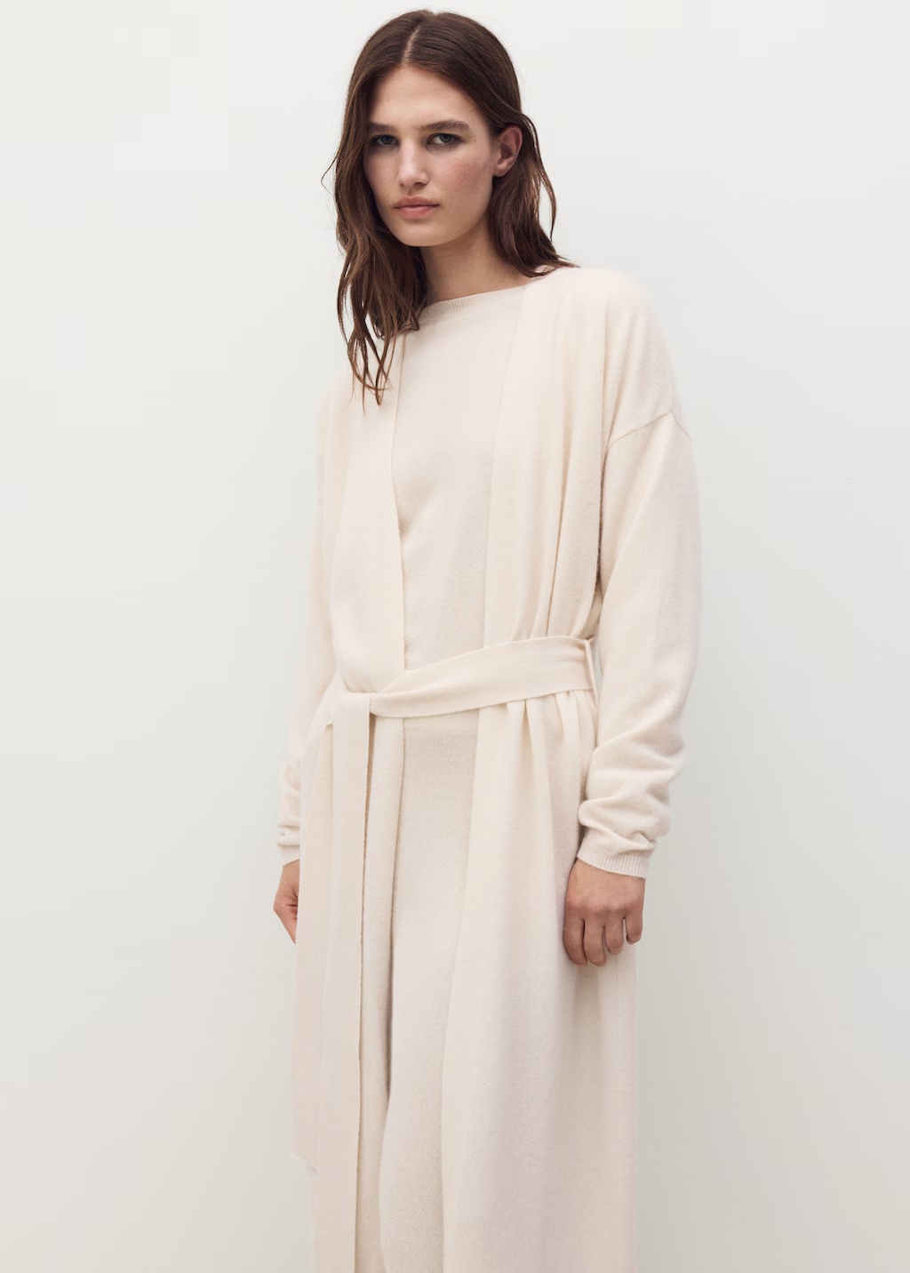 100% cashmere long cardigan with design