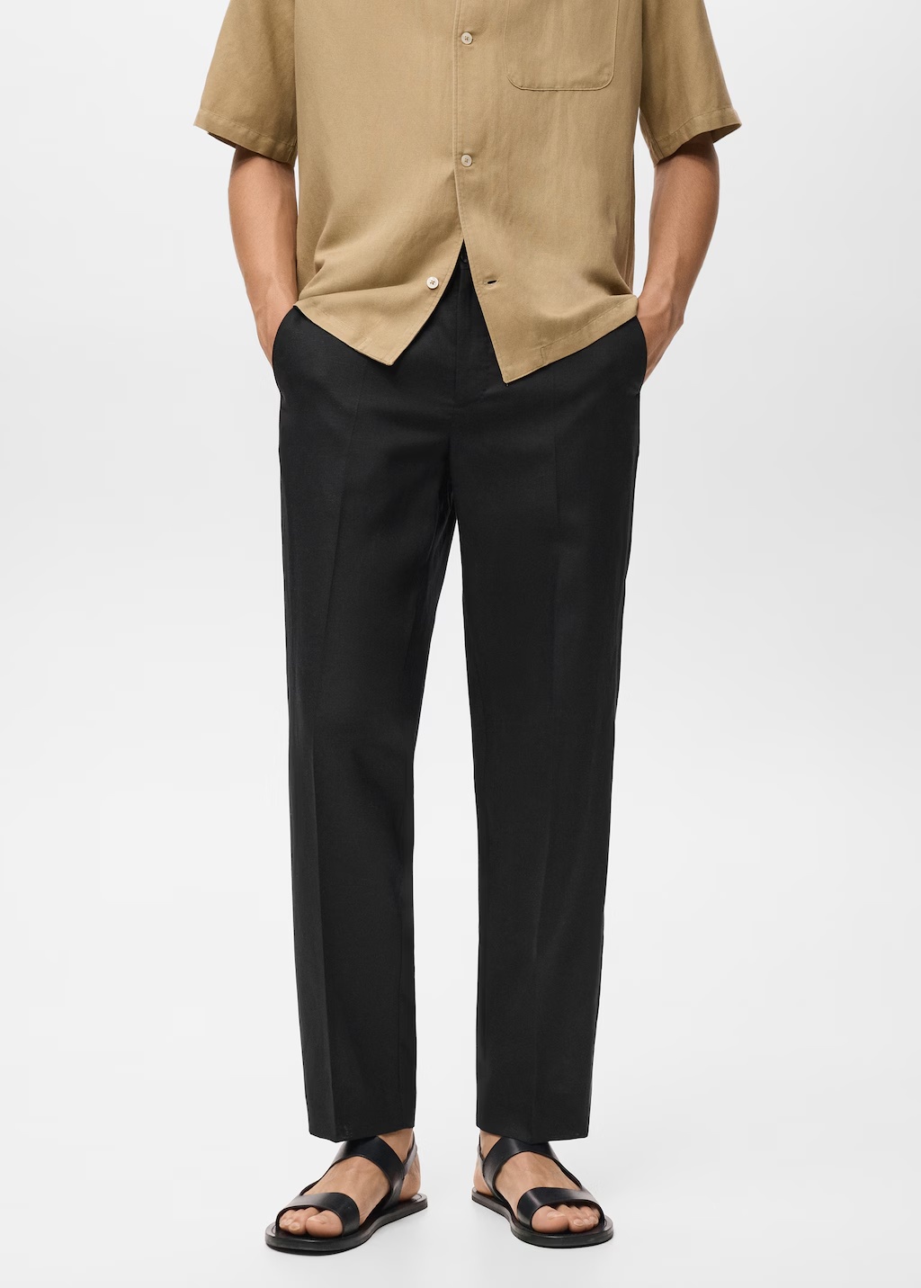 Straight-leg pants in a linen and lyocell blend