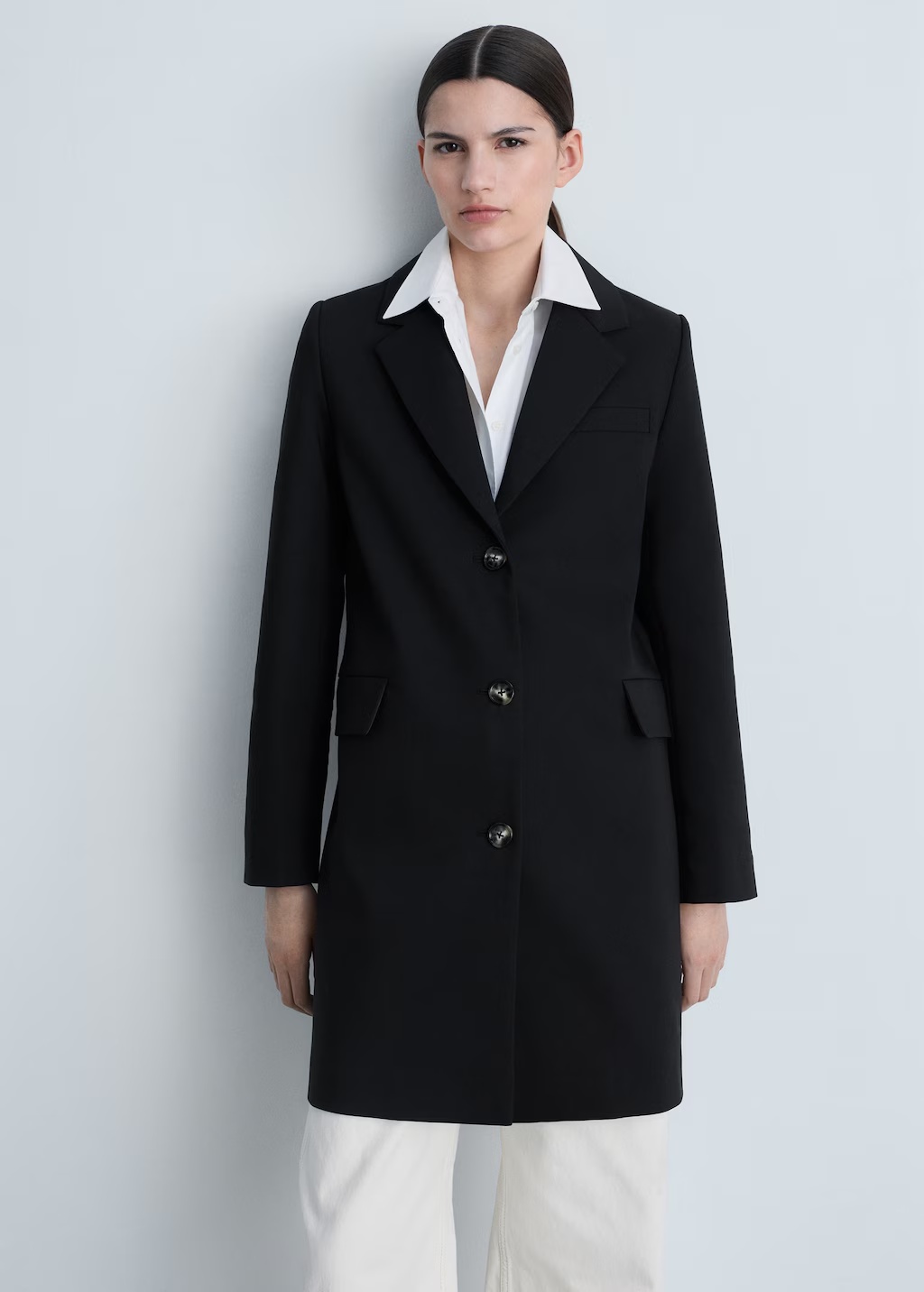 Cotton midi-coat with buttons