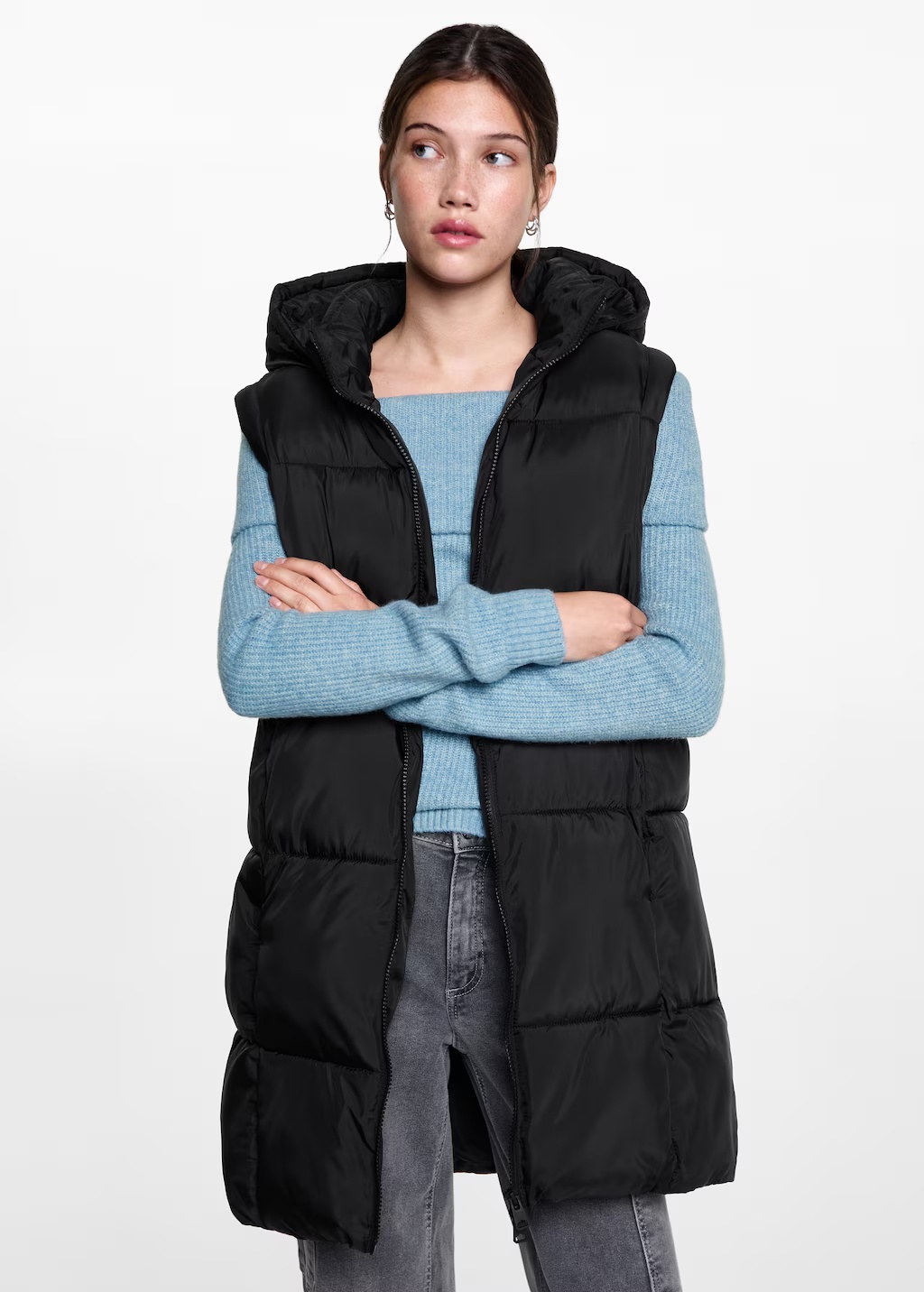 Quilted gilet with hood