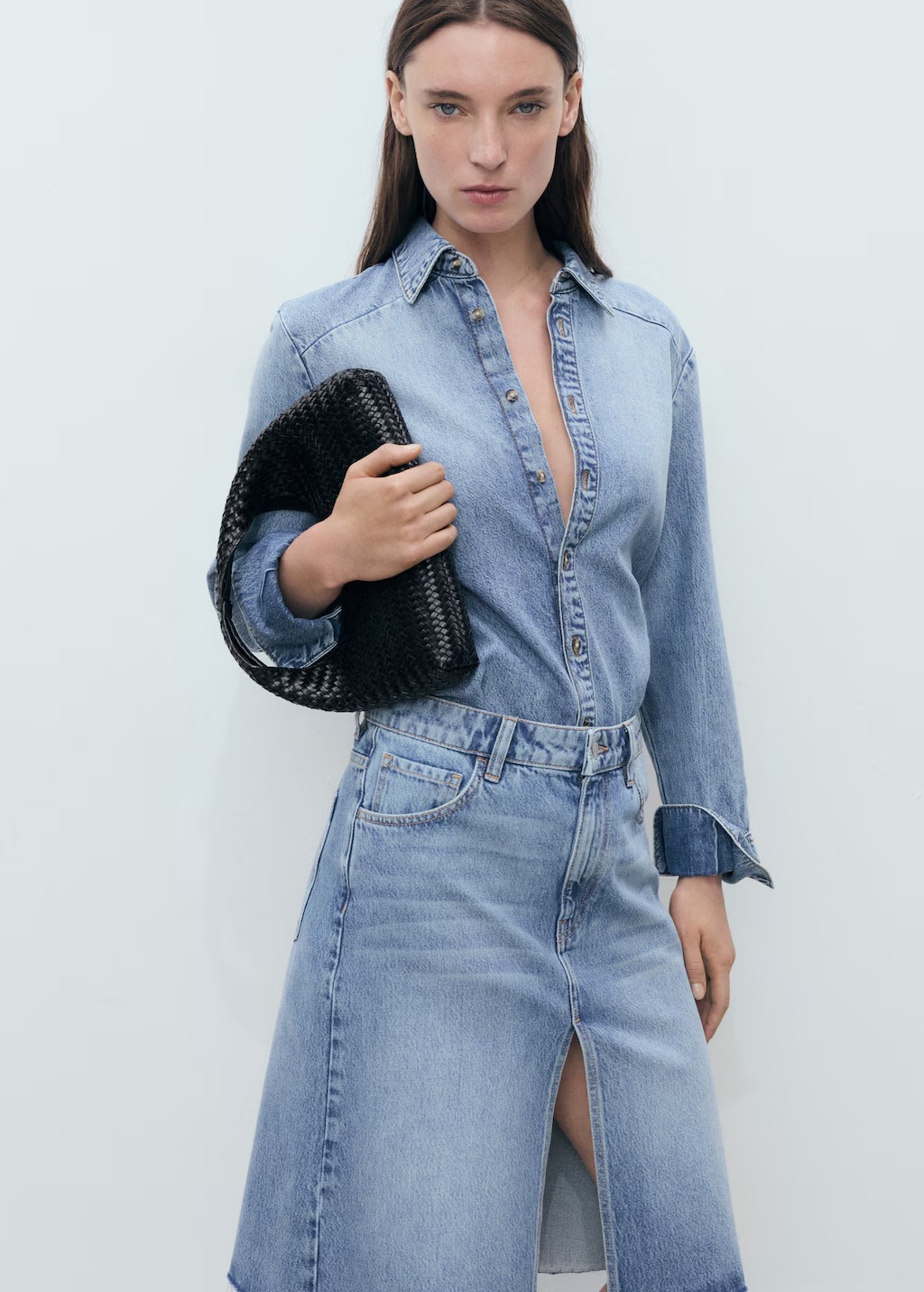 Midi denim skirt