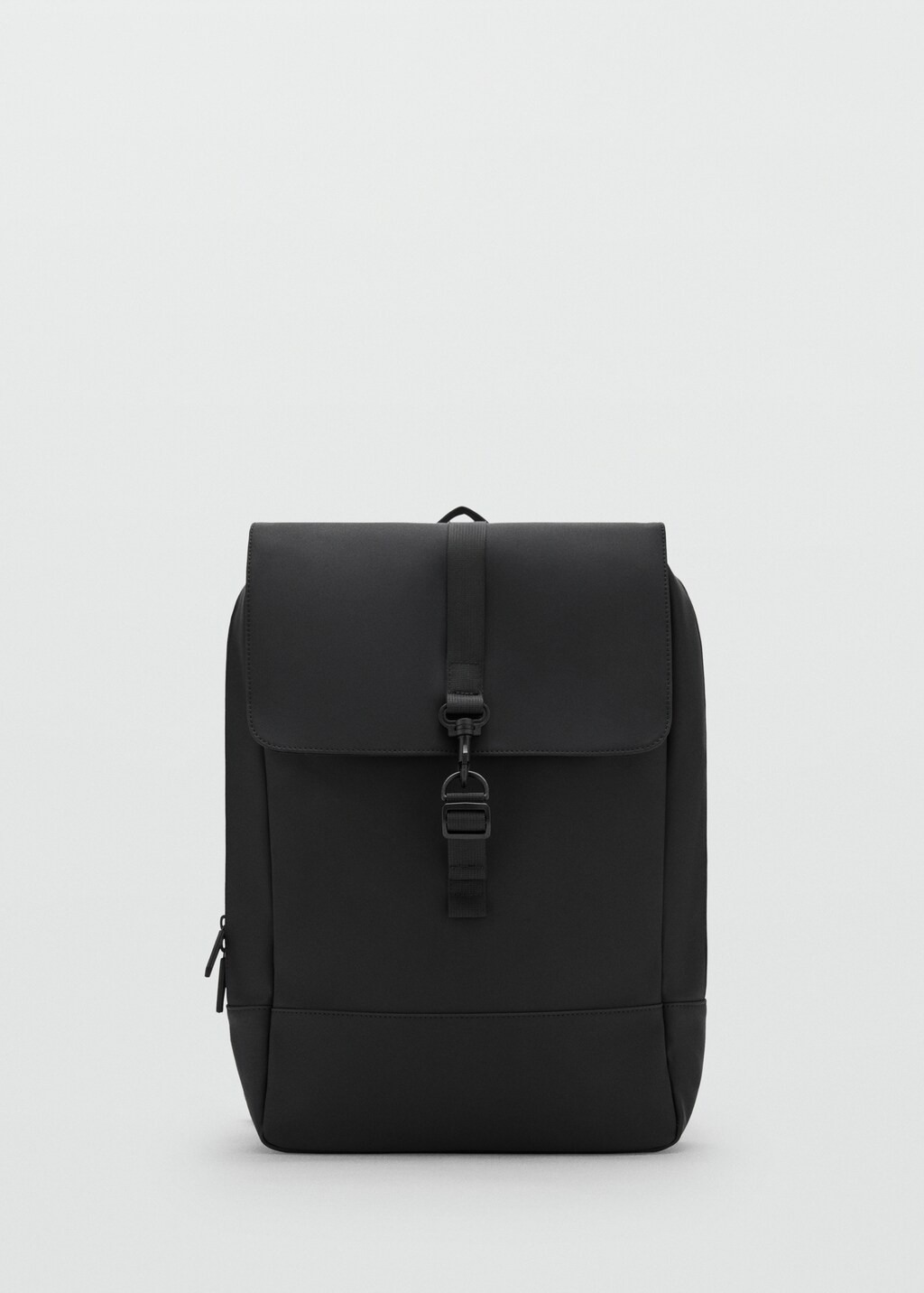 Rubberized backpack with flap closure