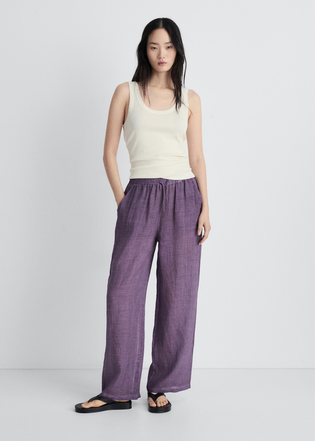 Overdyed-design ramie pants 3 Overdyed-design ramie pants