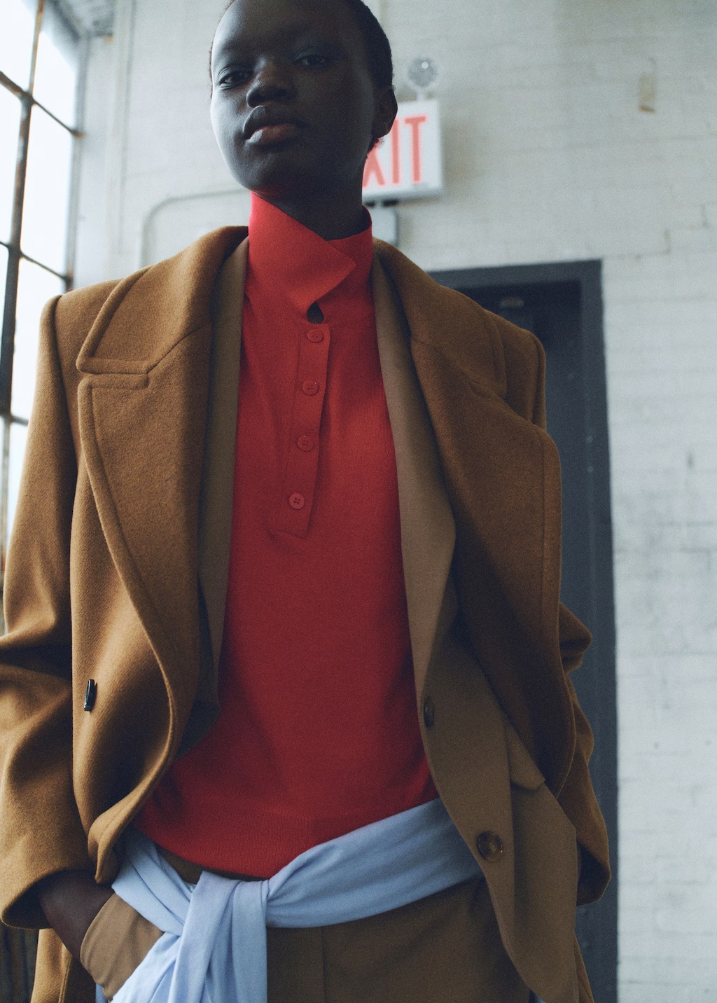 Double-breasted wool coat